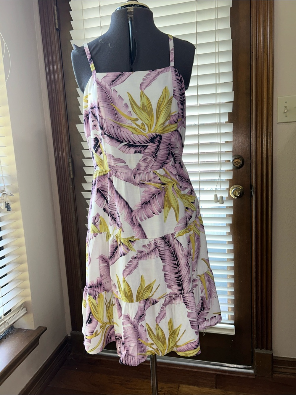 LOFT Floral Tropical Spaghetti Strap Sundress - White, Pink & Green women’s 4